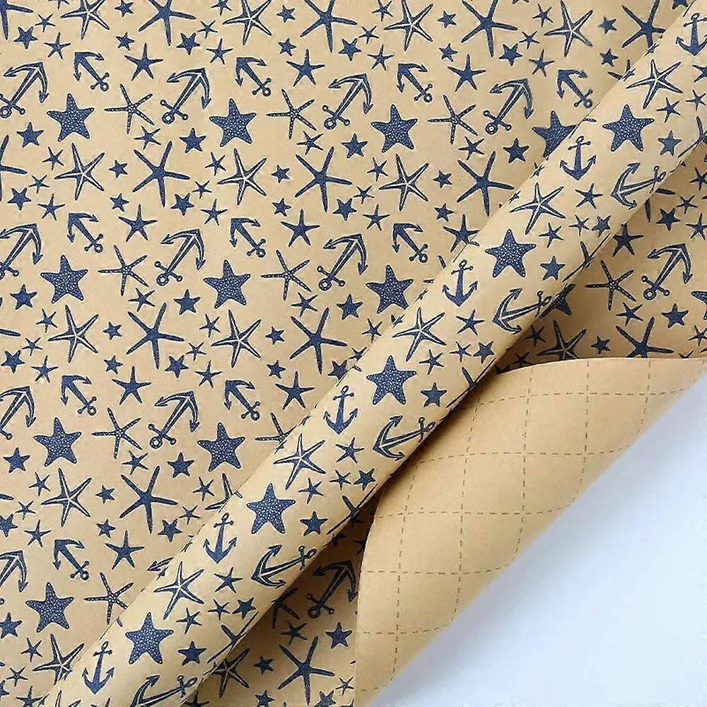 20 pieces 50 70 cm grid classic kraft paper men's 'blue business gift wrapping florist paper craft paper Starfish