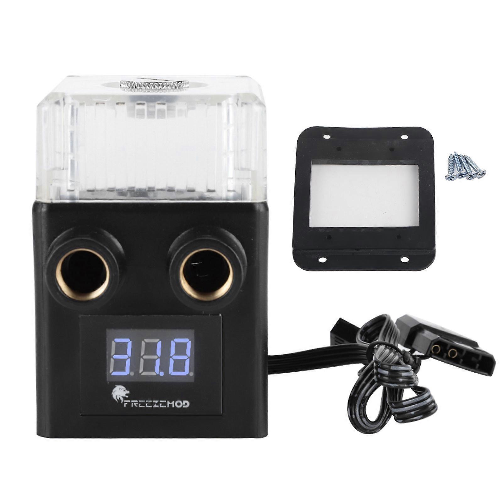 3-Phase Ceramic Bearing Integrated PC Water Cooling Pump with Temperature Display (Black)