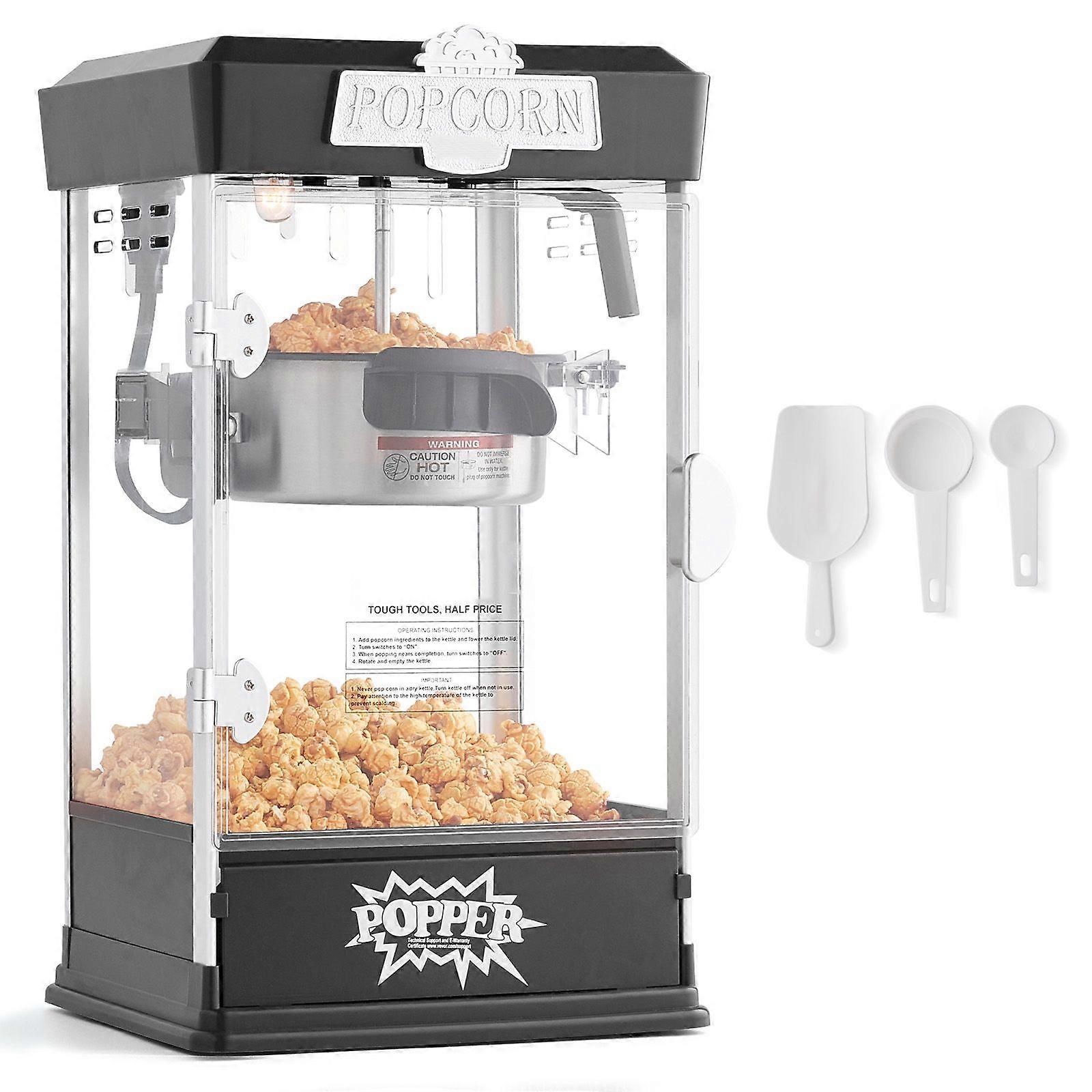Machine à pop-corn, machine à pop-corn 480W, bouilloire de 4 oz pour 1,5 gallon par lot, machine à pop-corn de table, comprend 3 boules, noir