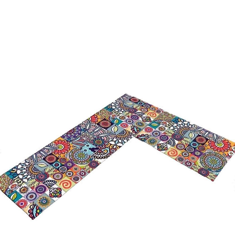 2Pcs Kitchen Rugs Boho Non Slip Washable Runners Kitchen Bathroom Floor Mats