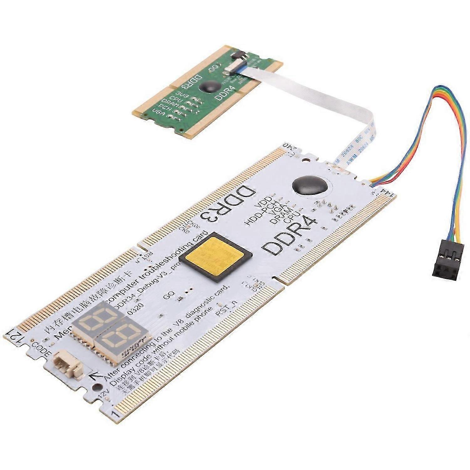 Laptop/Desktop Motherboard Memory Slot DDR3/DDR4 Diagnostic Analyzer Test Card Notebook for DDR3/4 R