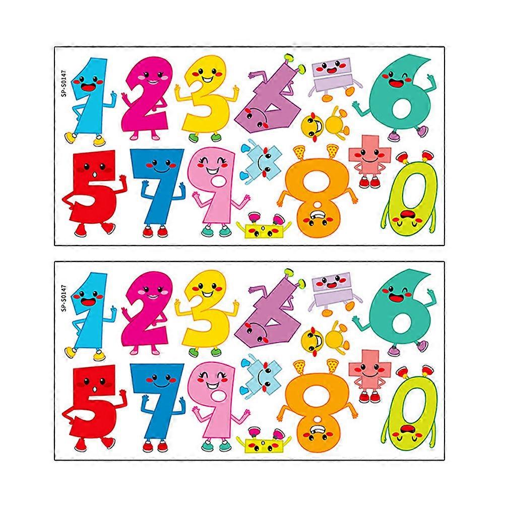 Decorative Wall Decal Removable Number Stickers Multi Colored 60x30cm Kid Friendly 2 Sets