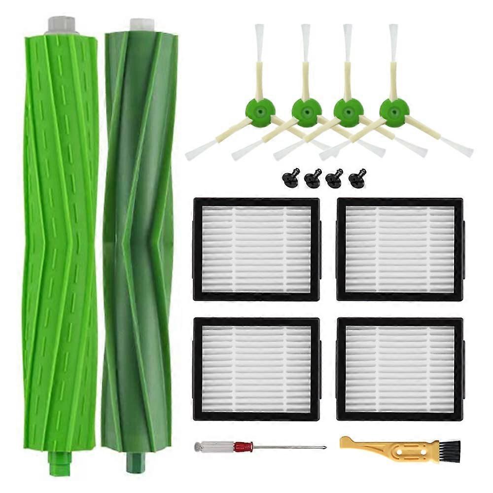 Replacement Parts for iRobot Roomba i7 i7+ E5 E6 i6 i6+ i3 i3+ i4 i4+ i8 i8 Plus J7, 1 Set Rubber Brushes, 4 High-Performance Filters, 4 Side Brushes