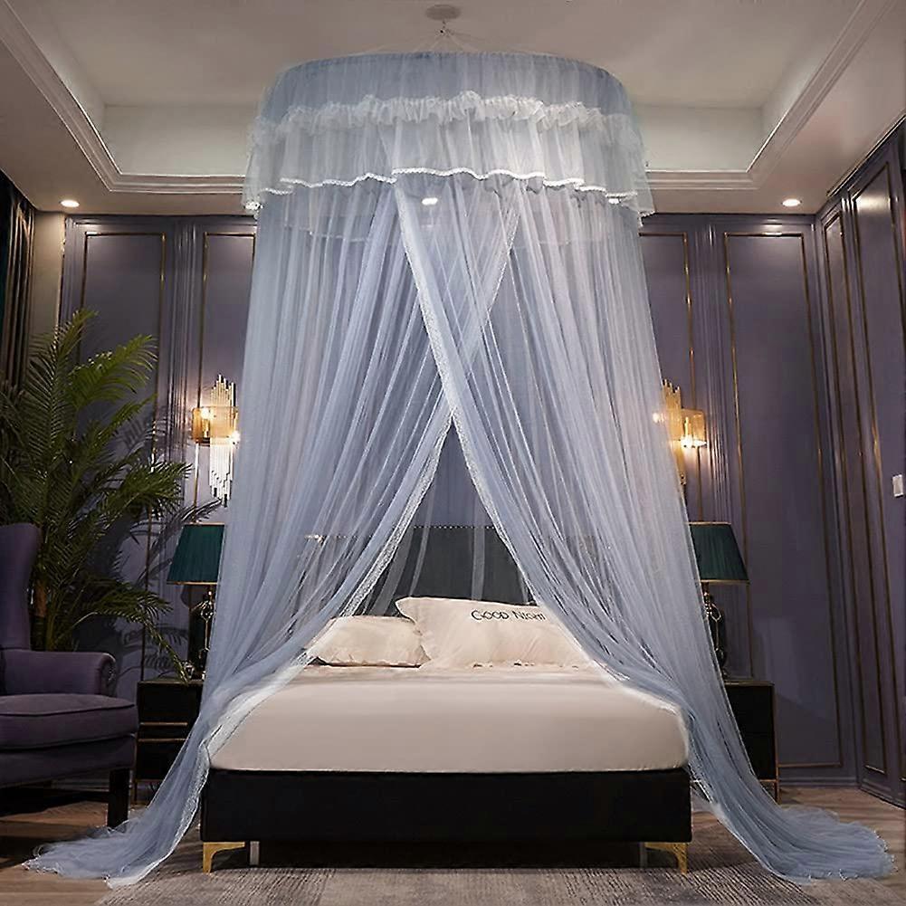 Large Romantic Princess Mosquito Net Canopy Curtain for Bed, Grey Mesh Dome Canopy for Girls and Teens, Multicolored Design