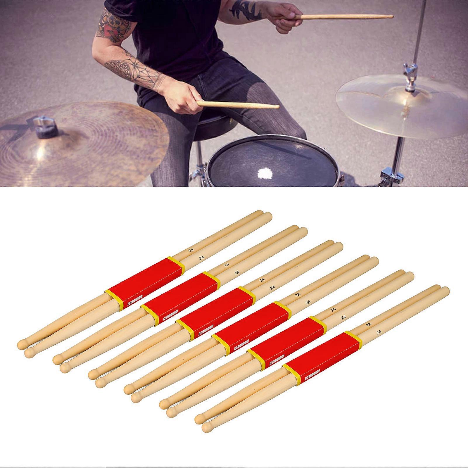 12 Pair Drumsticks Maple Wood Lightweight Drum Stick Replacement for School Practice Performance
