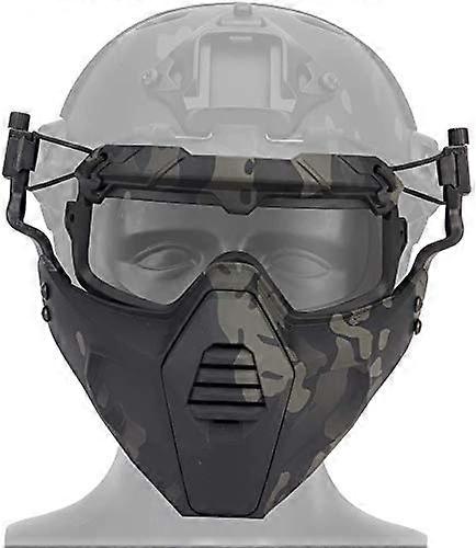 Tactical airsoft halfface mask and goggles set, used in paintball war games, roleplaying games, can be attached to the helmet.