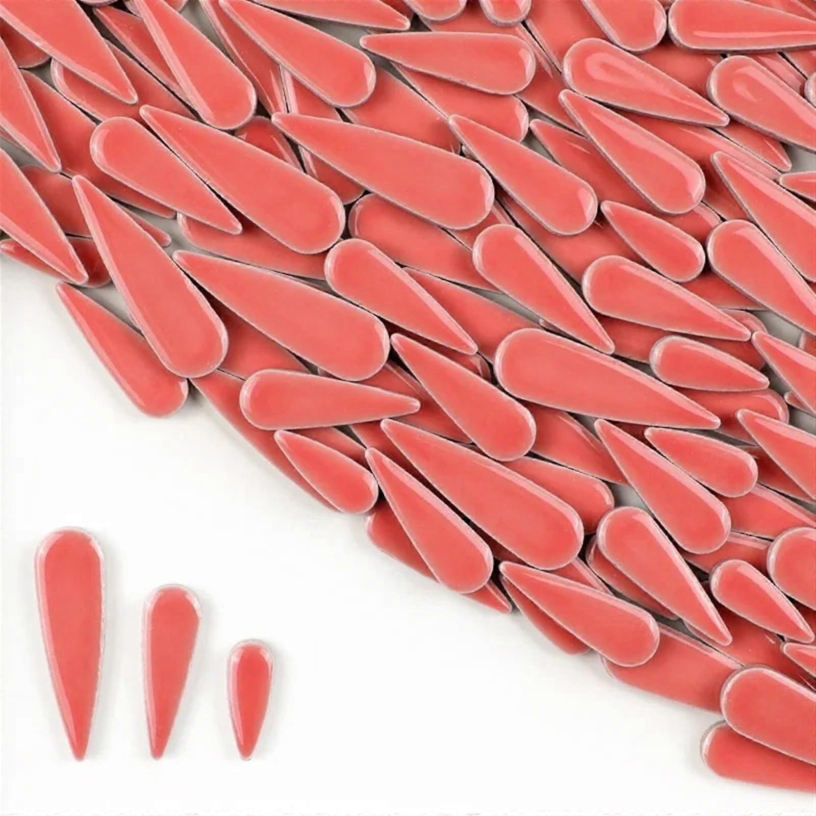 Mosaiksteine 100g Wassertropfen-Keramikfliesen DIY Porzellan Mosaik Regentropfenform 3 Größen Mischfarben Light Red