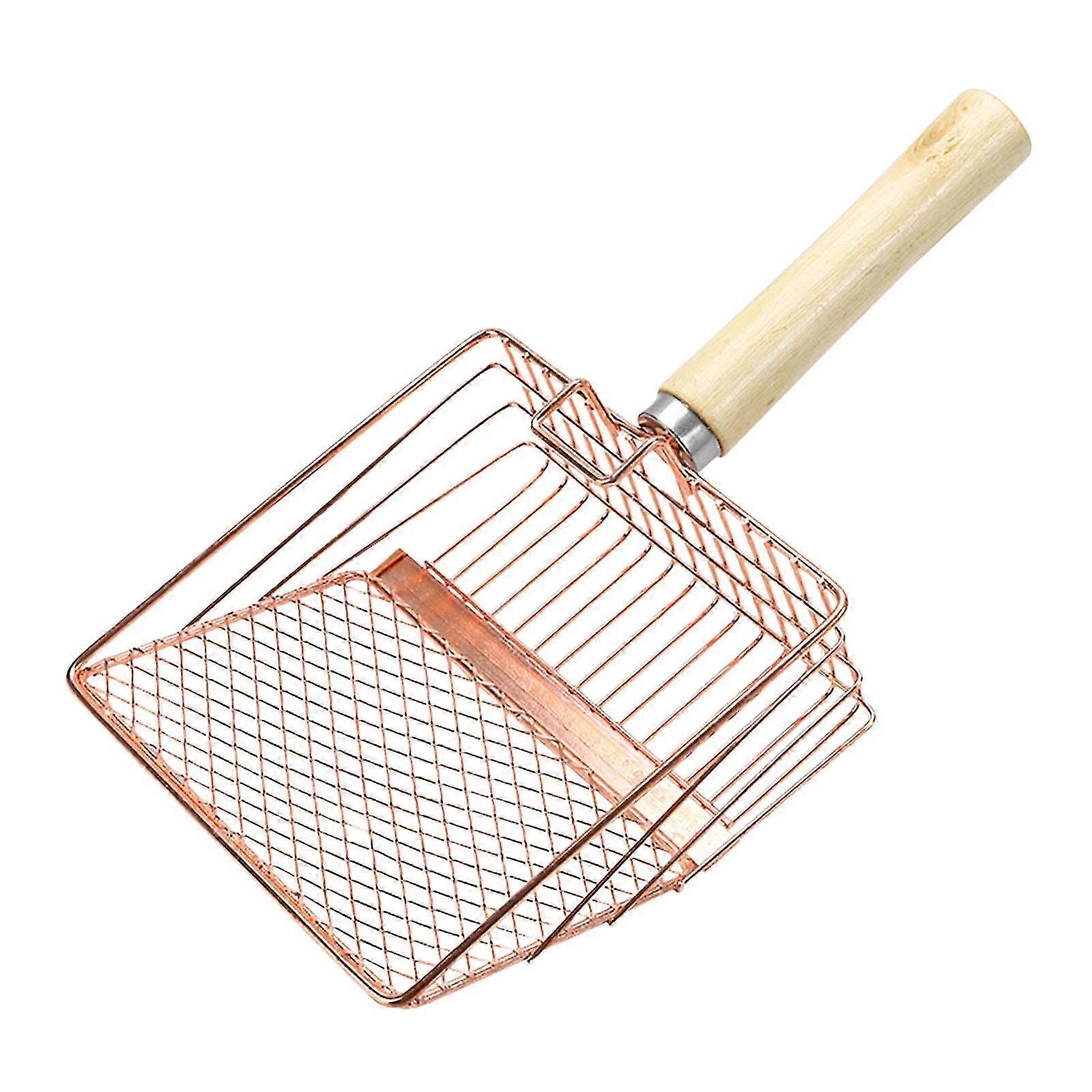 Deep Shovel Waste Scooper and Sifting Scooper for Cats, Lizards, Bunnies, and Puppies in Elegant Rose Gold Finish