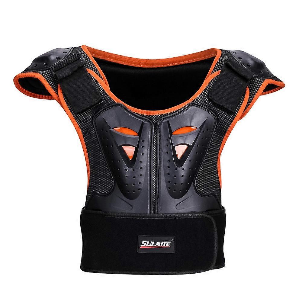 SULAITE Children Skating Back Protector Chest Protector Spine Protector Night Reflective Armor Child Riding Armor, Specification: S