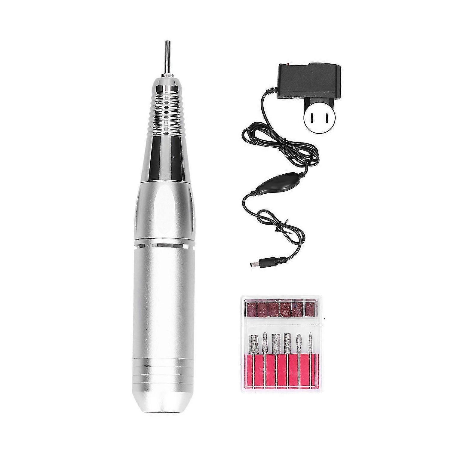 Electric Nail Drill File Machine Intelligent Speed Control Grinding Machine 180 Silver DC12VUS Plug 110V