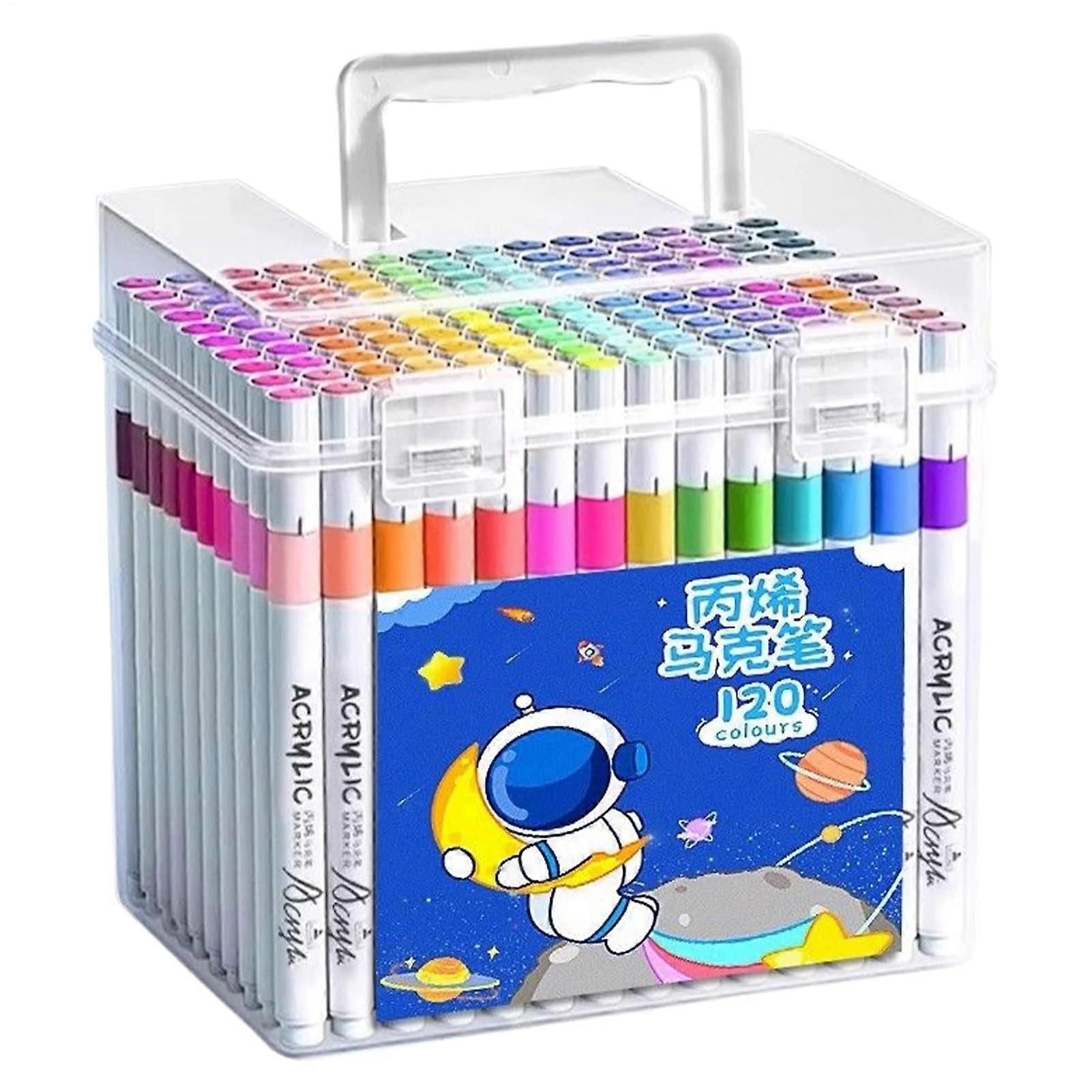 Acrylic Marker Set 120-Piece, Fast-Drying Markers for Kids, Sketching and Scrapbooking