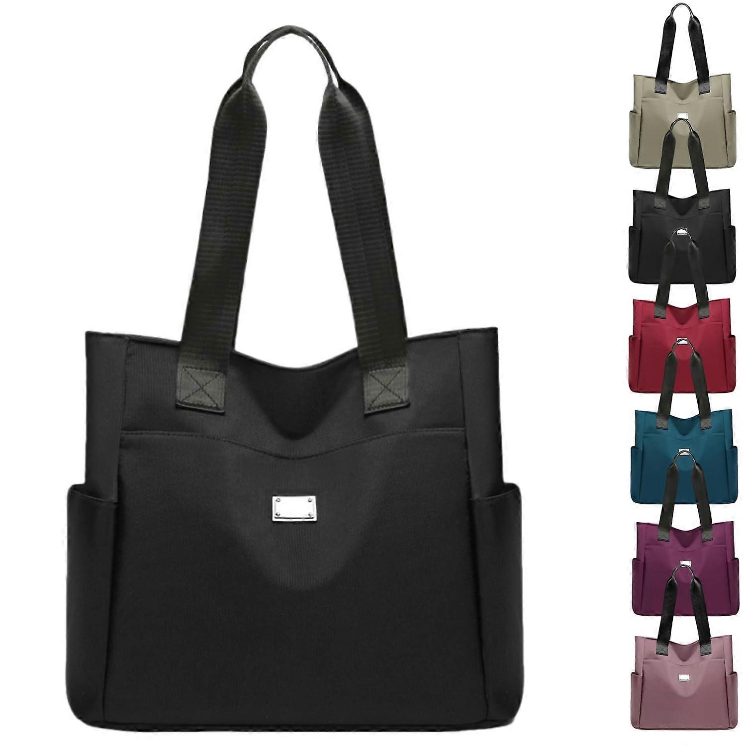 Waterproof nylon bag, large waterproof crossbody bag with multiple compartments, stylish and lightweight, ideal for commuters and travel. Black.