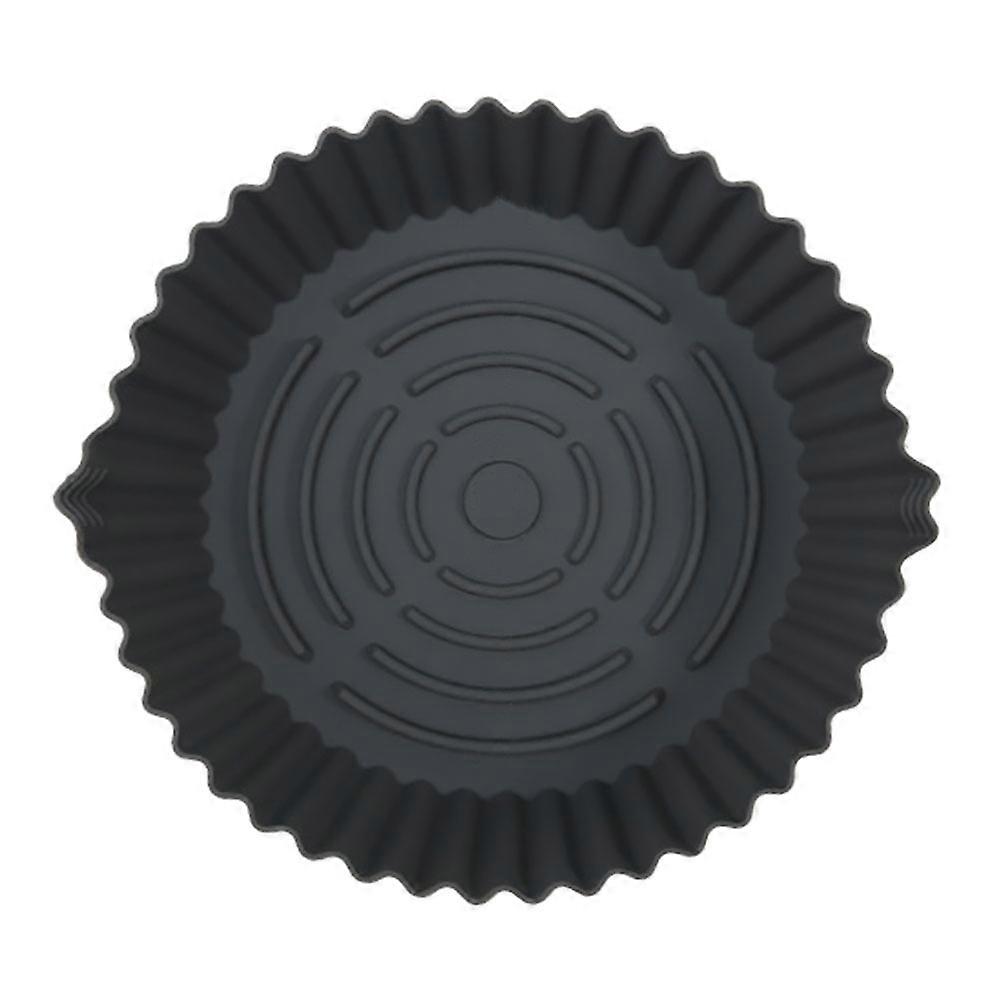 Non Stick Air Fryer Silicone Pot Reusable Baking Tray Double Handle Compatible with Ninja Easy to Clean Grey