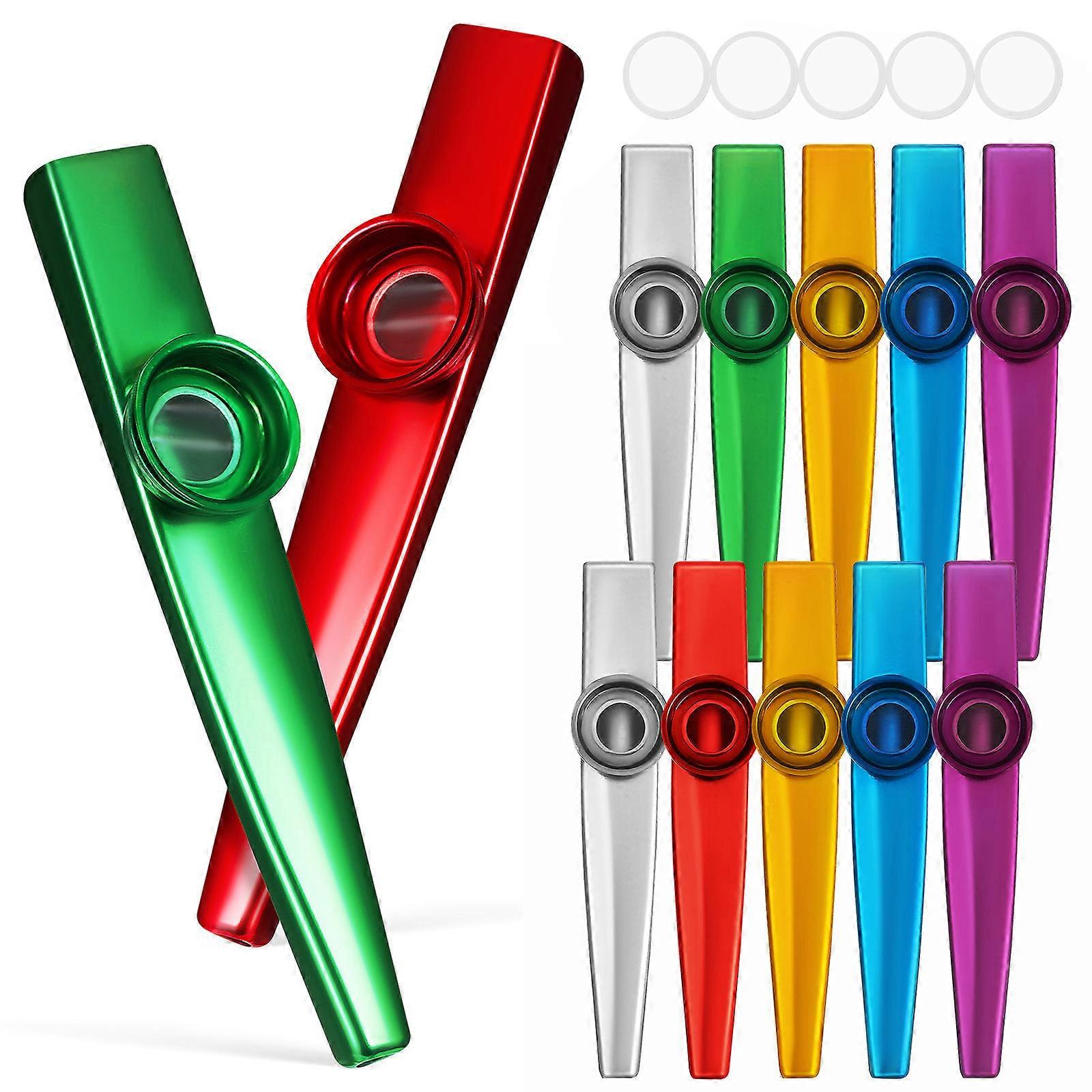 12 Pcs Metal Kazoos with Membranes for Beginners – Smooth Playing, Loud Sound, Educational Musical Instruments for Practice and Performance