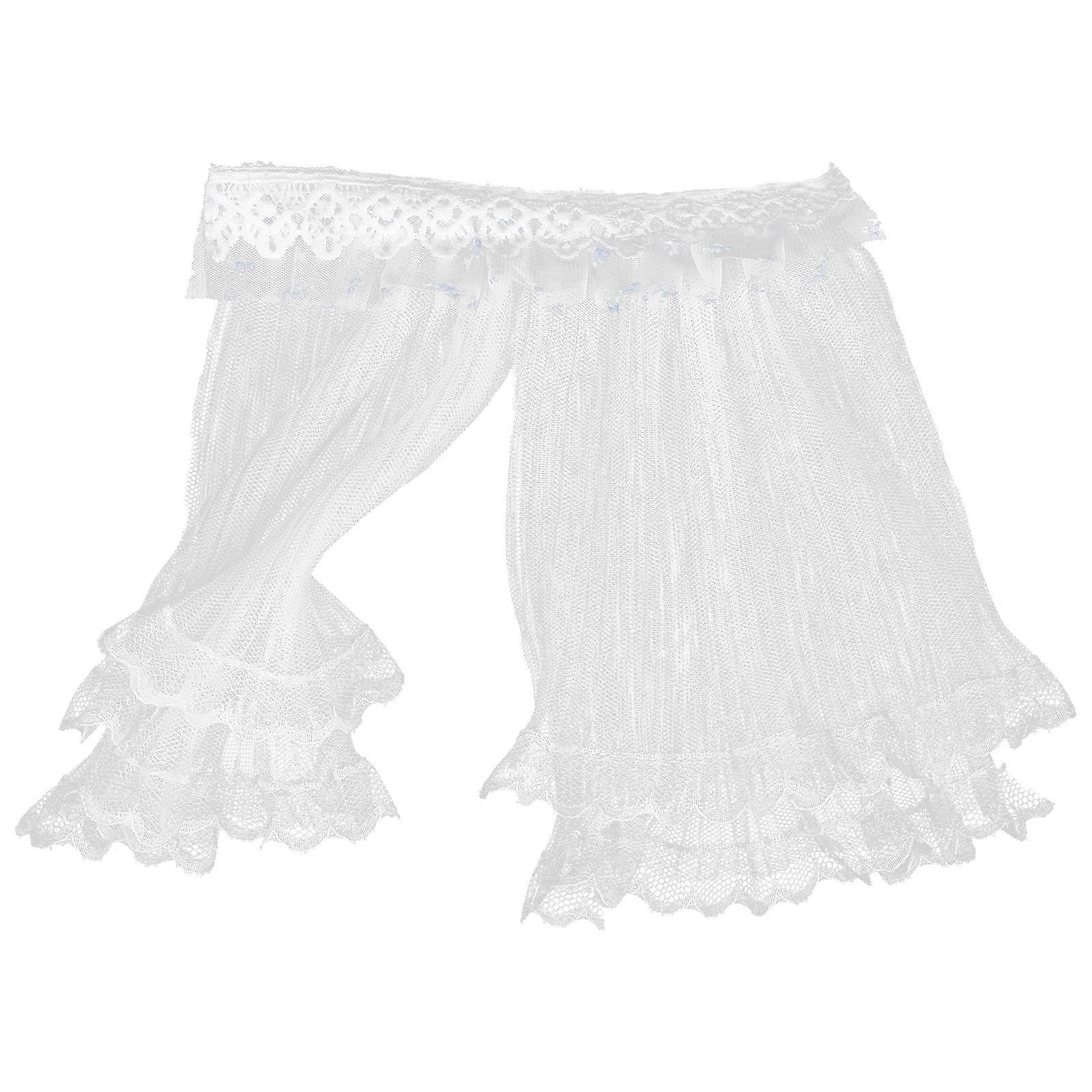 Miniature Window Curtain Doll House Curtain Decoration Design Rectangular White 15.00X13.50X0.30CM For Dollhouse Setting 1Pcs