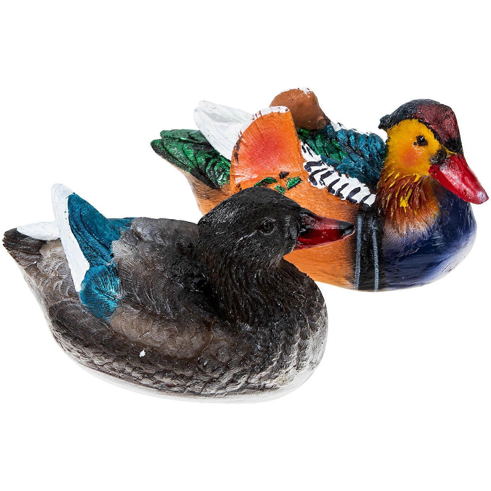Garden Statues Duck Adornments Floating Decorative Realistic Design Courtyard Balcony 16x9cm Resin 1 Pair
