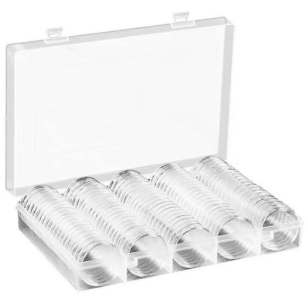 100pcs Clear Coin Capsules Holder Transparent Coin Protector Storage Box