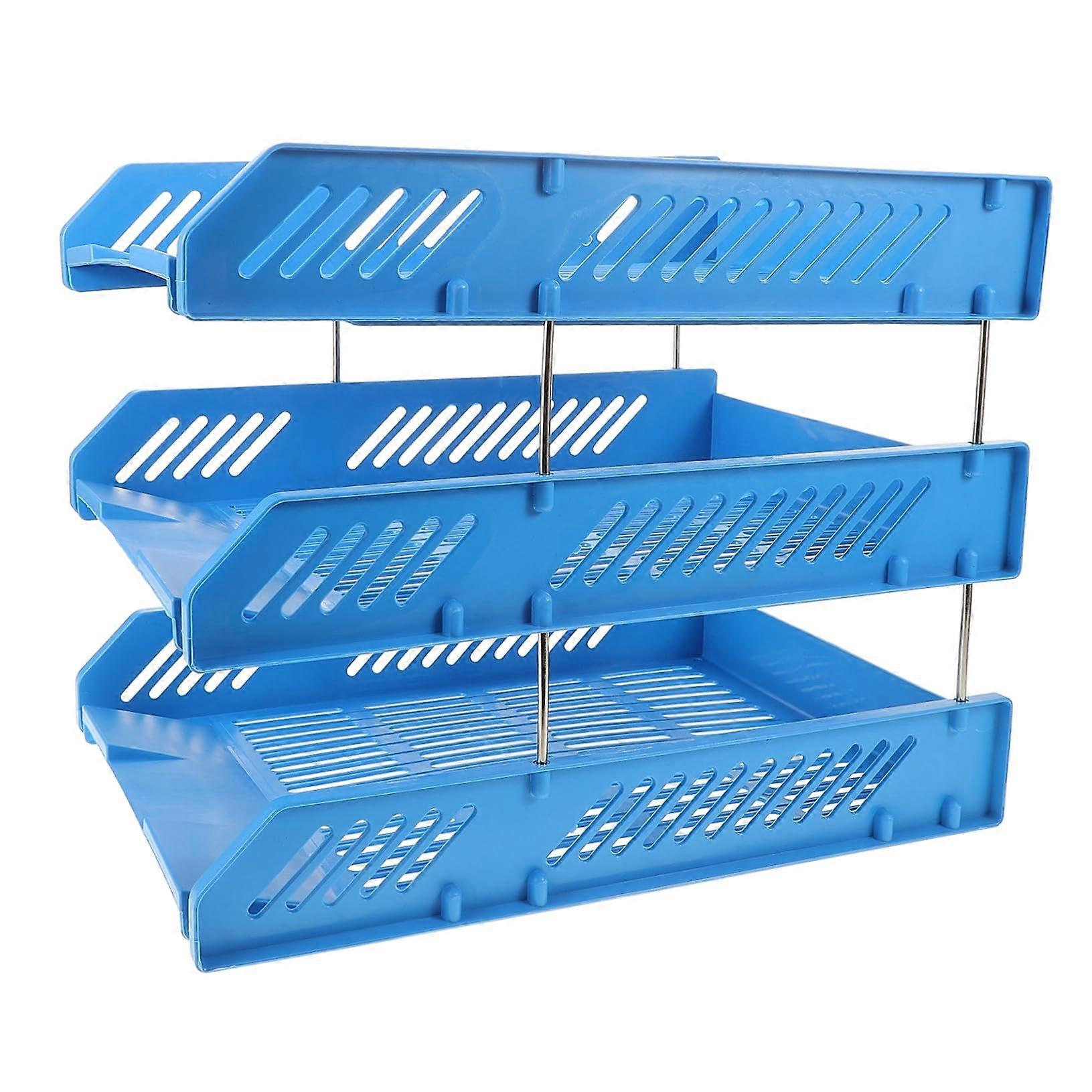 File Organizer Desktop Holder Blue PP - Document Sorter with Letter Tray Storage for Office and Home Use