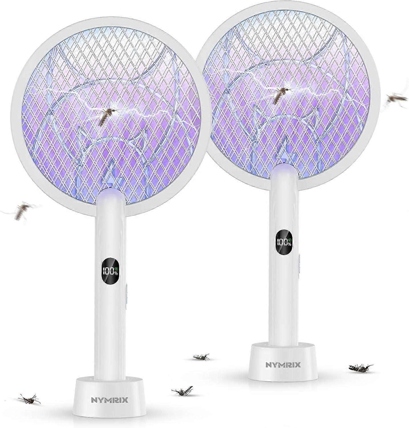 Electric Fly Swatter Racket,2 in 1 Mosquito Bug Zapper 4100V Handheld Mosquito Killer with 1800 mAh Rechargeable Battery, Purple