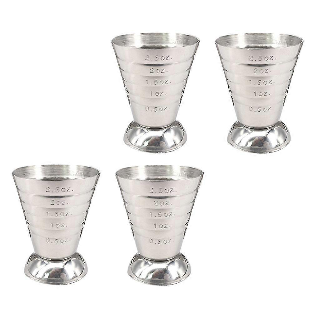 Practical Stainless Steel Bartender Scale Cup with Graduations for Storage Use 4pcs Silver