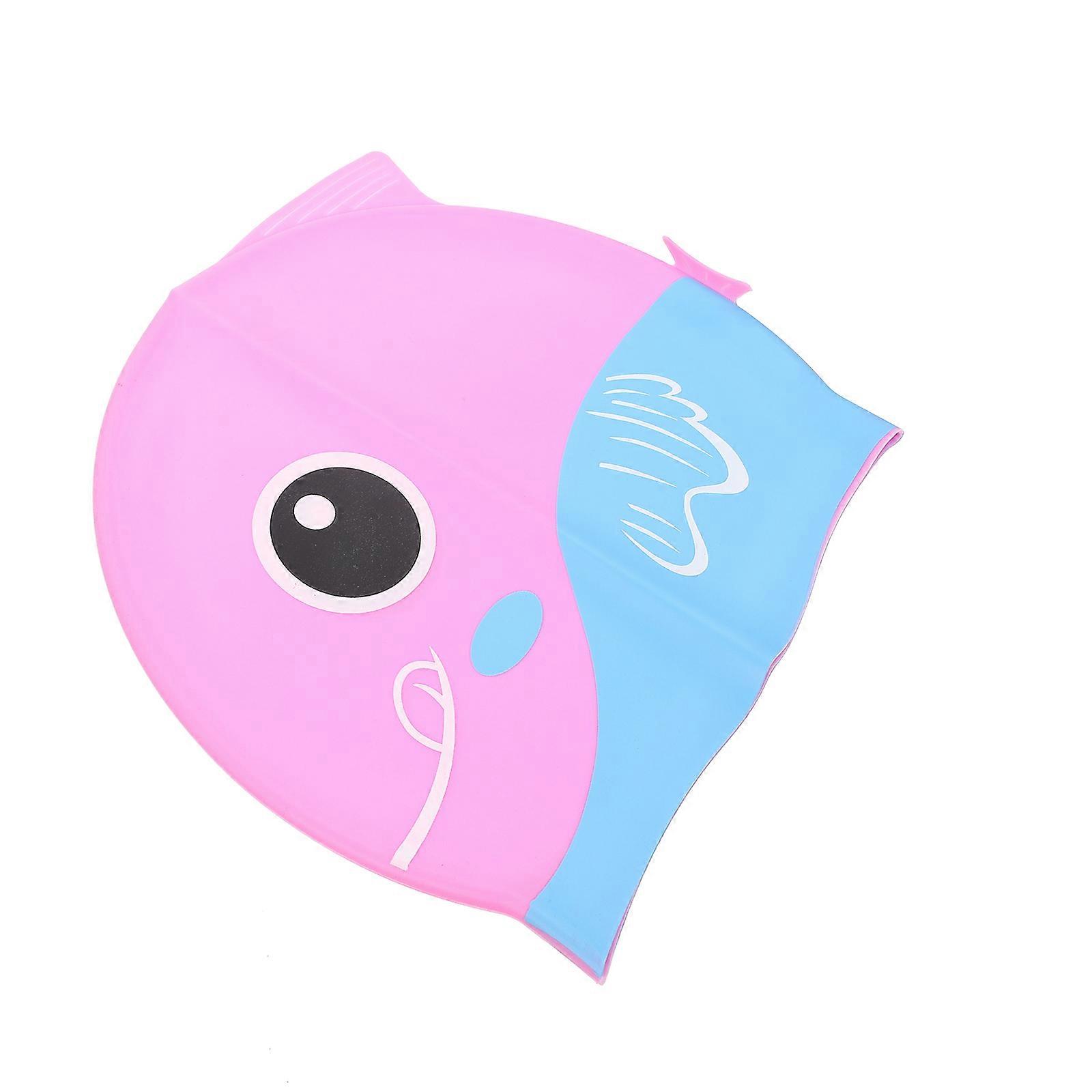 Rosy Toddler Swim Cap Silicone Cartoon Swim Hat for Babies Lightweight Comfortable Use