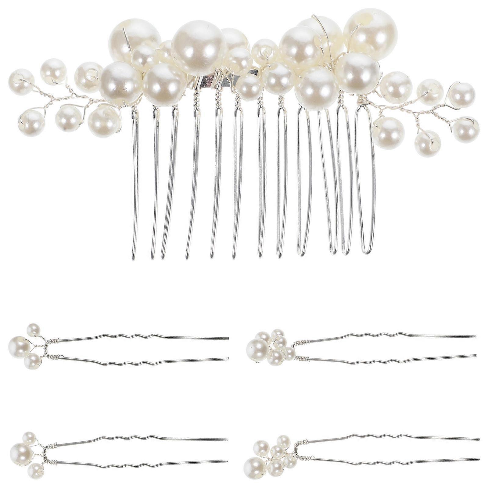 Bridal Hair Comb For Wedding Delicate Pearl Design Women Hair Accessories Silver Color Suitable For Honeymoon 1Set