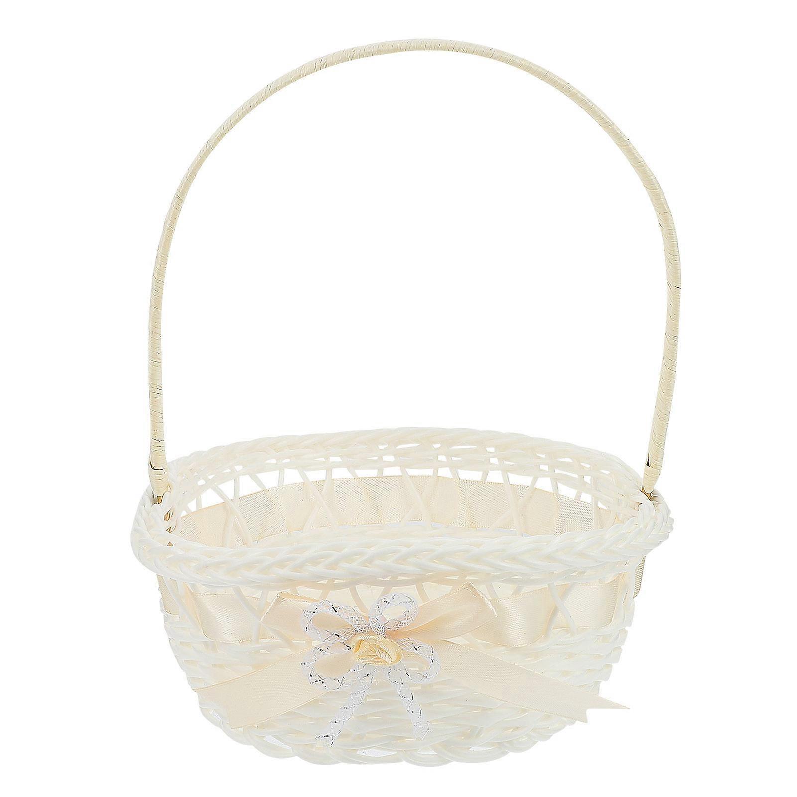 Woven Flower Basket with Handle Portable Decorative Storage for Home, Natural Material, Small Size for Flowers and Essentials Organization