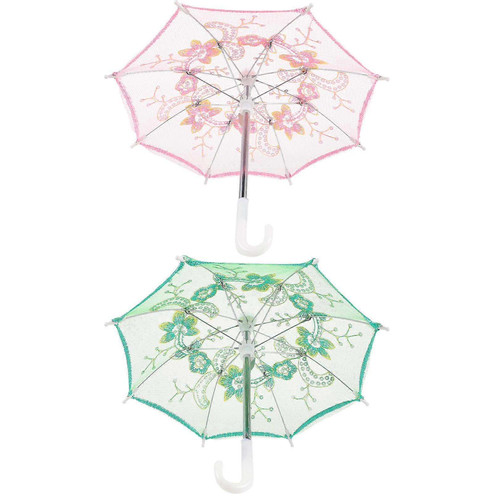 Wear-Resistant Umbrella Model Miniature For Photography Props Supplies Umbrella Blue 2Set