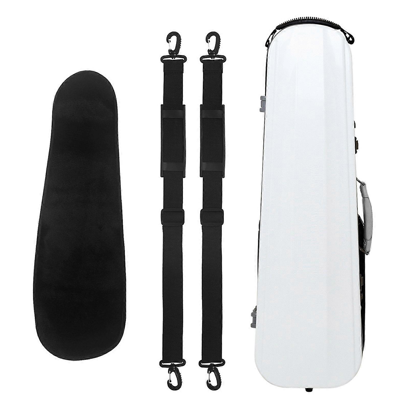 Violin Hard Case Adjustable Size Carbon Fiber Texture with Accessory Pocket Student Violin Case String Instrument Case  White