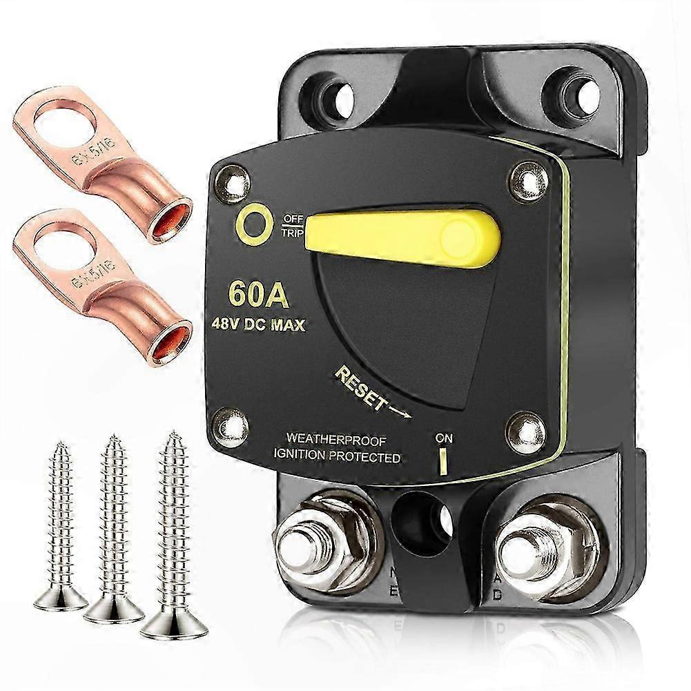 DC Circuit Breaker 60A Fuse with Manual Reset for 12V-48V Systems