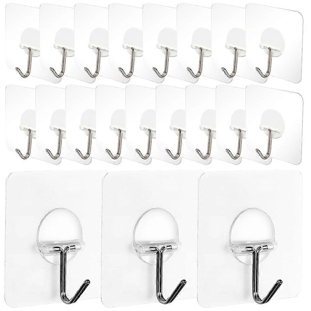 Removable Hooks Adhesive Clothes Hook Heavy Duty Laundry Use Plastic 7x7cm 20Pcs