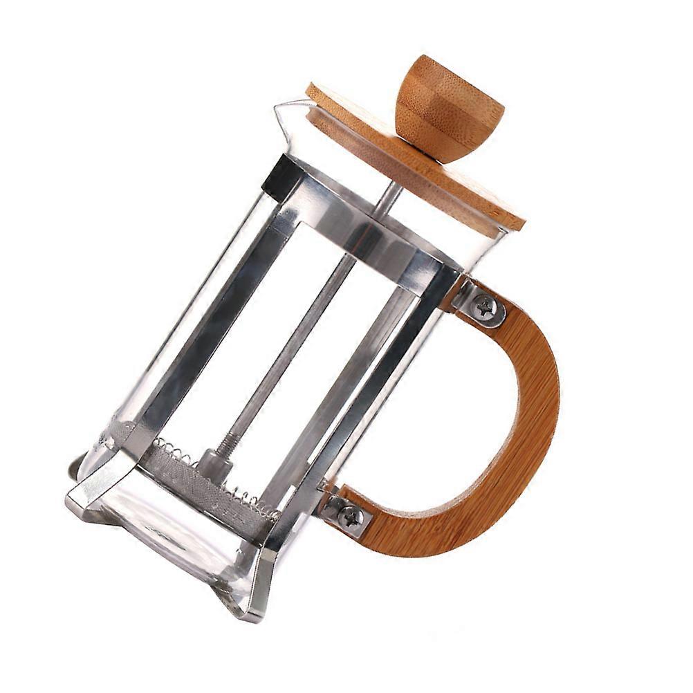 Glass Tea Pot for Home Use 350ml Orange Manual Coffee and Tea with Bamboo Handle