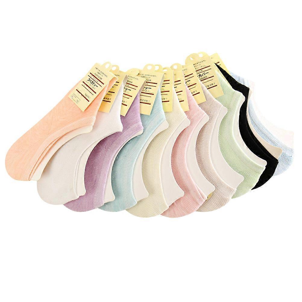Ladies Socks Cotton Invisible Non-Slip Daily Wear Low Cut Assorted Color 10Pairs