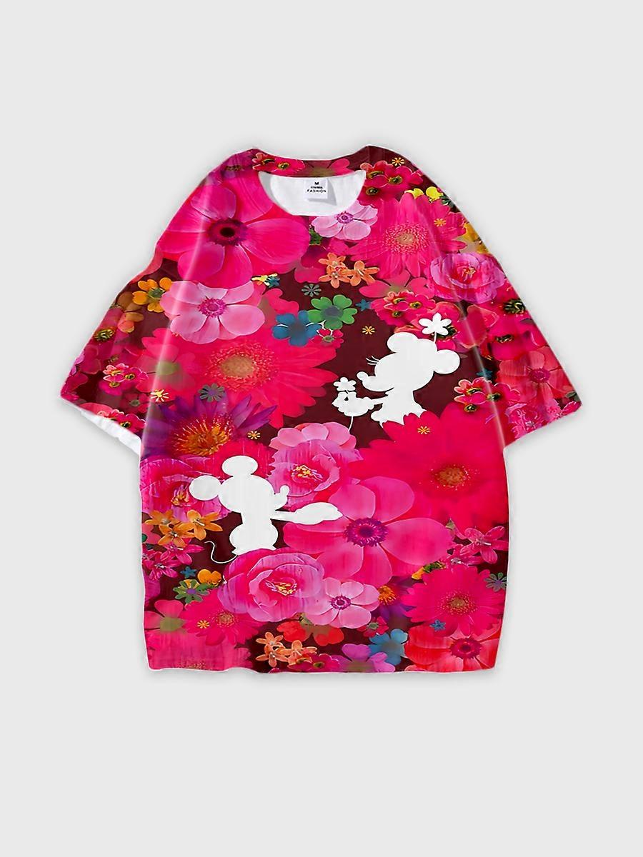 T-shirt round neck Cartoon Pattern loose short sleeve D1665