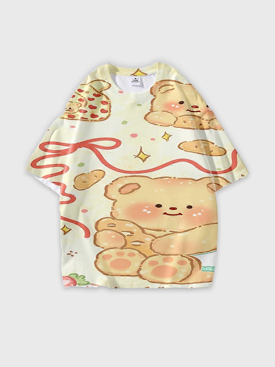 T-shirt round neck Pattern loose short sleeve B1287