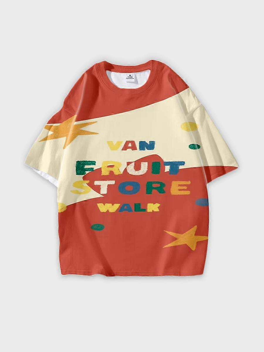 T-shirt round neck Pattern loose short sleeve B1391