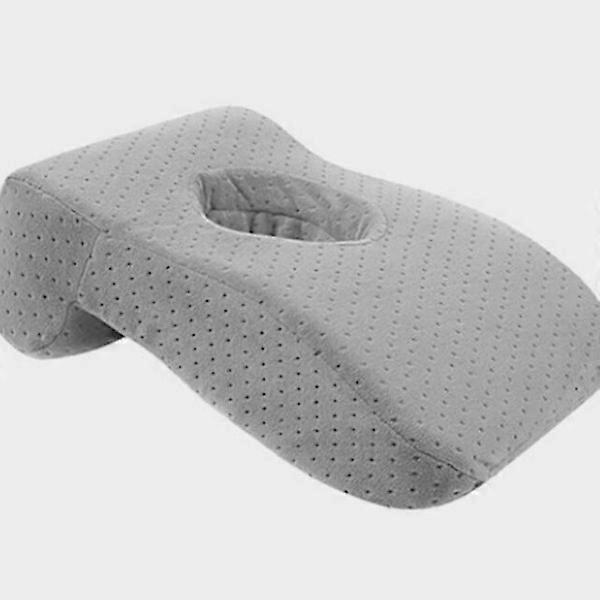 Memory foam nap pillow, office, school, breathable, grey.