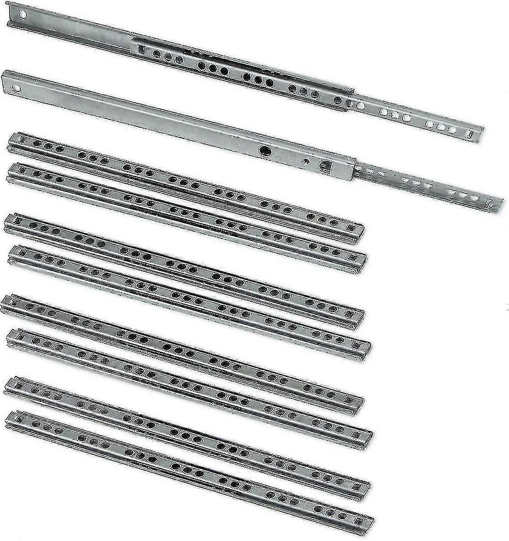 Pack of 5 Pairs (10 Pieces) Slides/Ball Slides Extract Part 17mm X 278mm for Drawer Zinc Plated