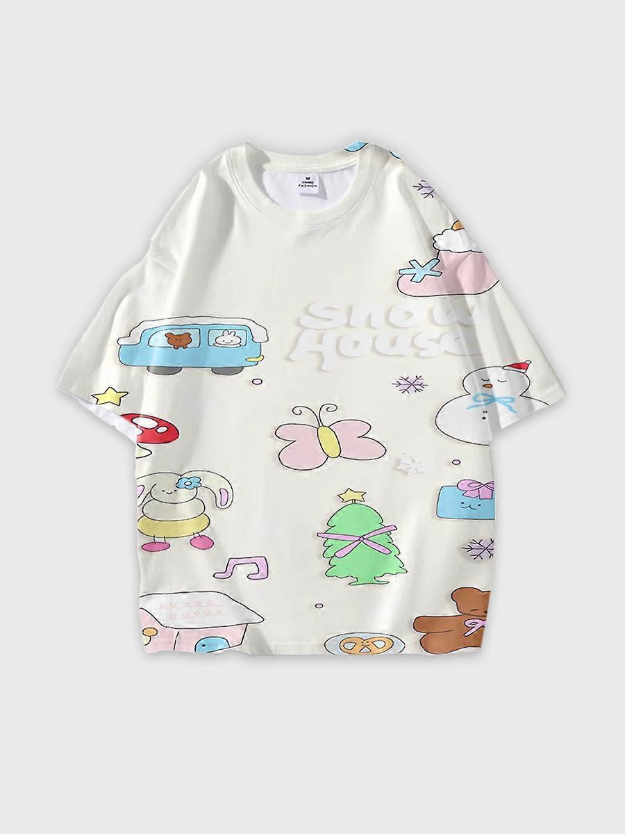 T-shirt round neck Pattern loose short sleeve P163