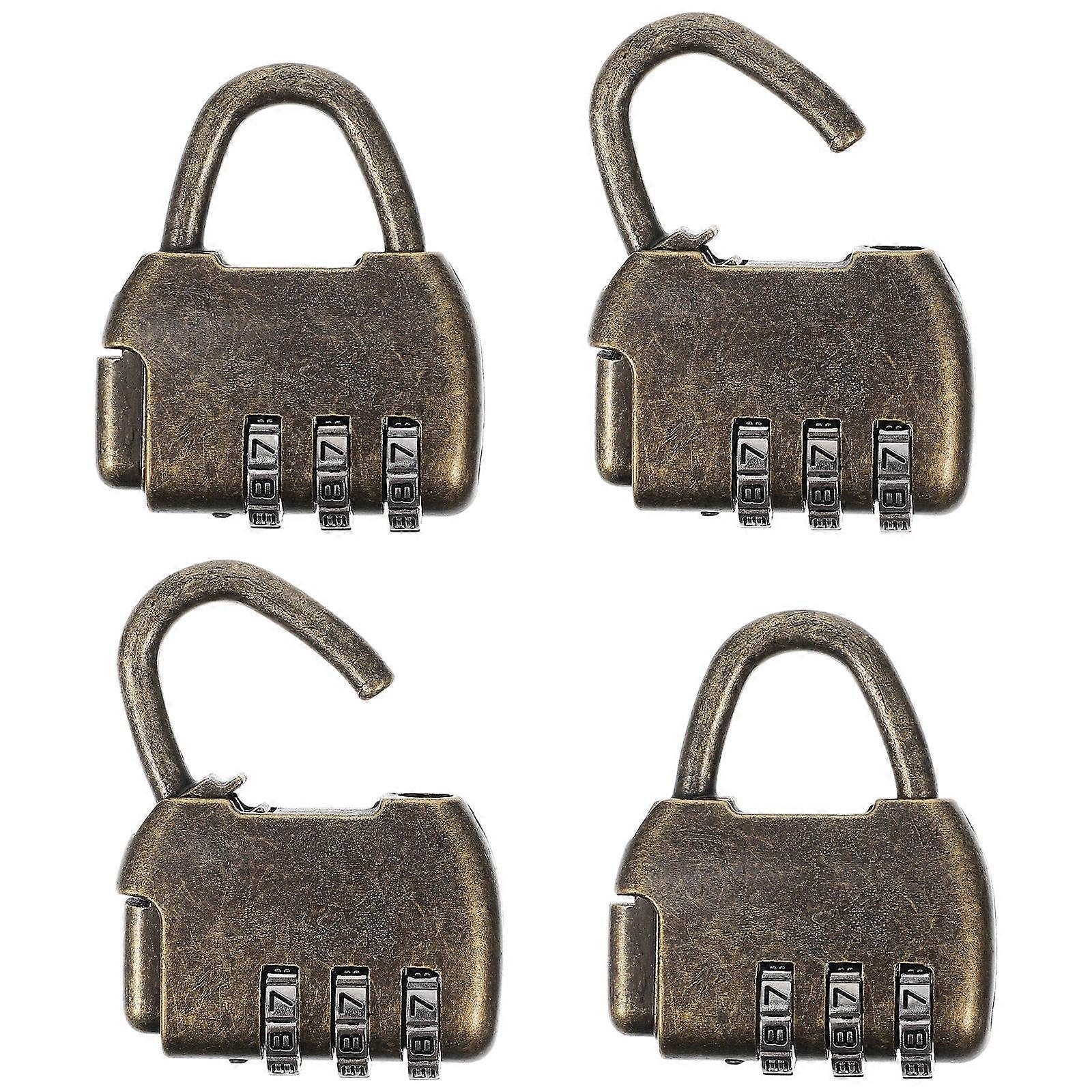 Antique Combination Lock Zinc Alloy Retro Security Lock for Cabinets Jewelry Boxes Multi Color 4Pcs