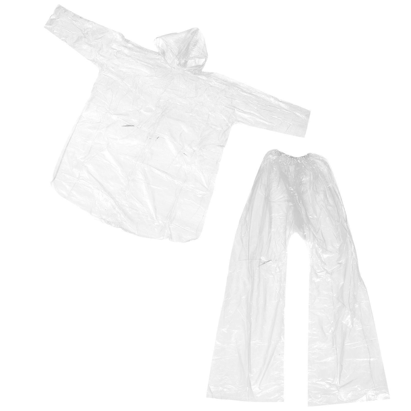 Cappotti e pantaloni antipioggia trasparenti per uomini e donne Protezione di emergenza in plastica trasparente con cappuccio 3 set