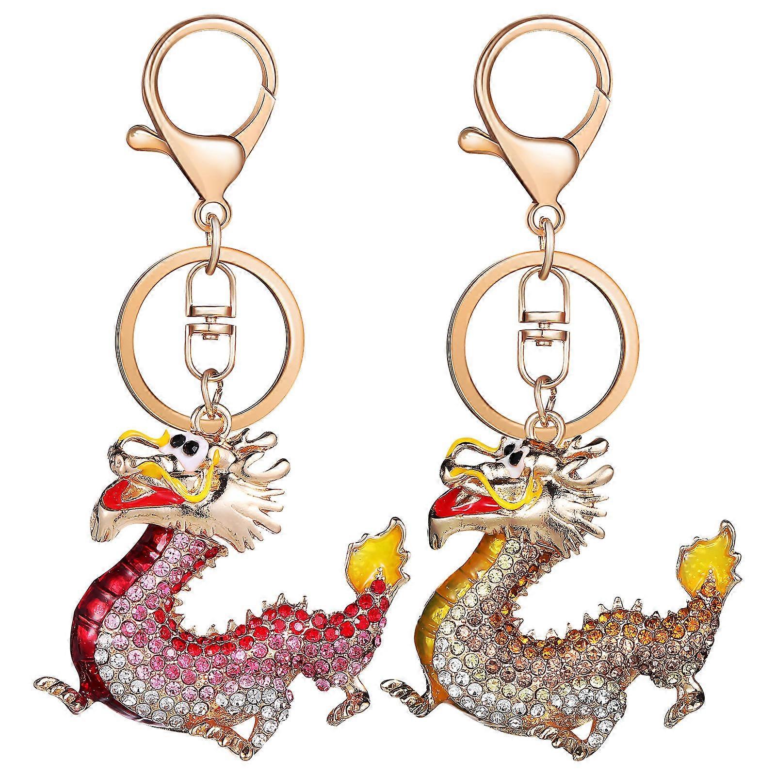 Chinese Dragon Keychain for Car Keys Made of Metal with Fine Craftsmanship Practical Decorative Assorted Color