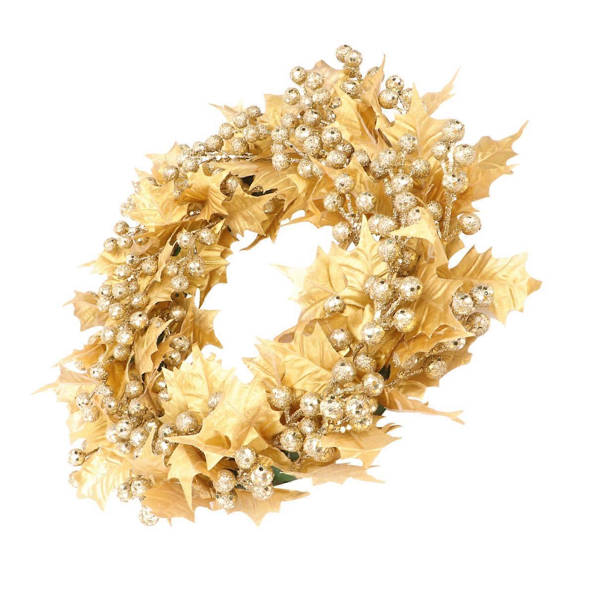 Artificial Berries Garland Christmas Style Three Branch Berries Design Photo Prop 40x40cm Wood Rattan Doors 1Pc