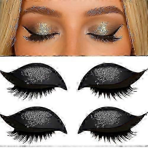 2 Pairs Lazy Eye Shadow Eyelash Patch, Eyeshadow and Lash Sticker, 2-in-1 Reusable Eyeshadow & Eyelash Makeup Stickers for All Eye Shapes