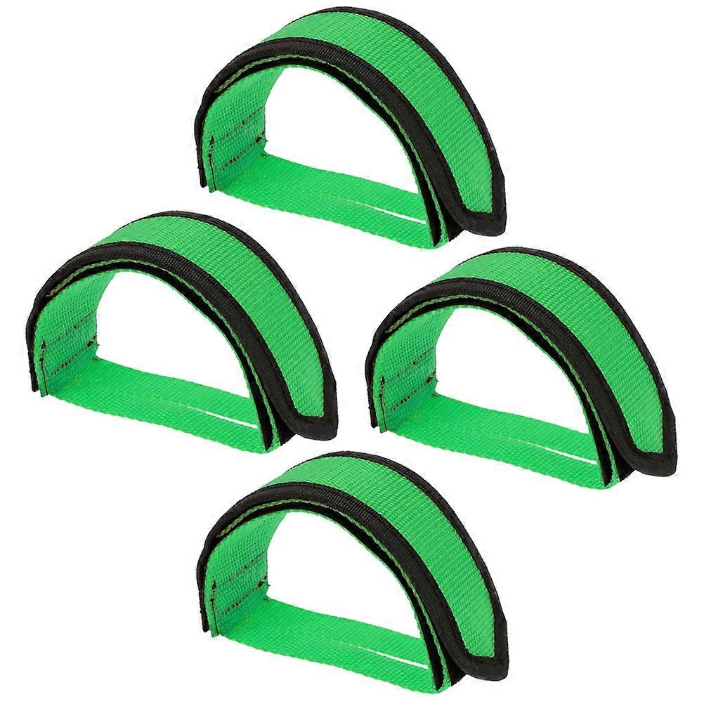 Firm Fixing Bike Pedal Straps Set For Outdoor Cycling Riders Green Color 2 Pairs