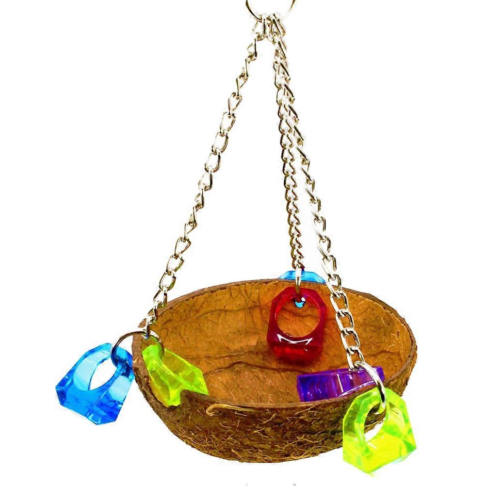Coconut Shell Bird Nest for Pets with Hook Design Plastic Material 6 x 4 inches