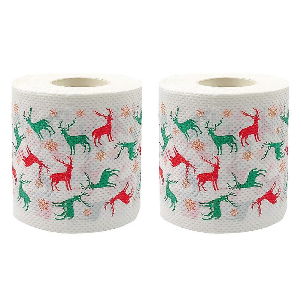 Toilet Tissue 2 Rolls Christmas Theme Decorative Napkin Paper For Party Hosts 3.9X3.9X3.9In Softness High Water Absorption