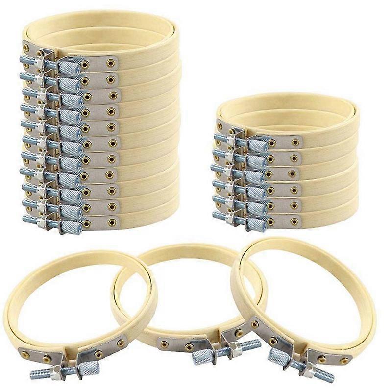 Bamboo Embroidery Hoops 4 Inch, Round Wooden Circle Cross Hoop Ring for Art Crafts Handy Sewing and Christmas Decorations
