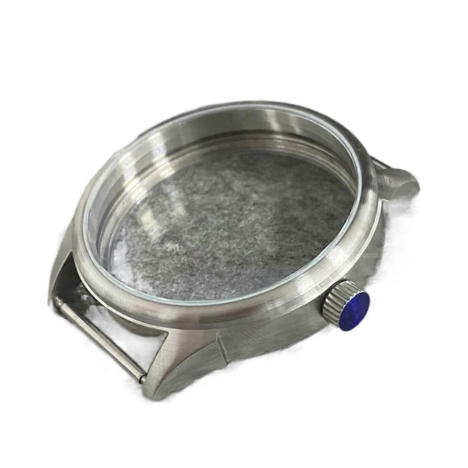 4.2mm Fall Compatible with ETA 6497/6498 Stainless Steel Case Frosted Transparent Bottom Watch Case for ST36 Manual Wind