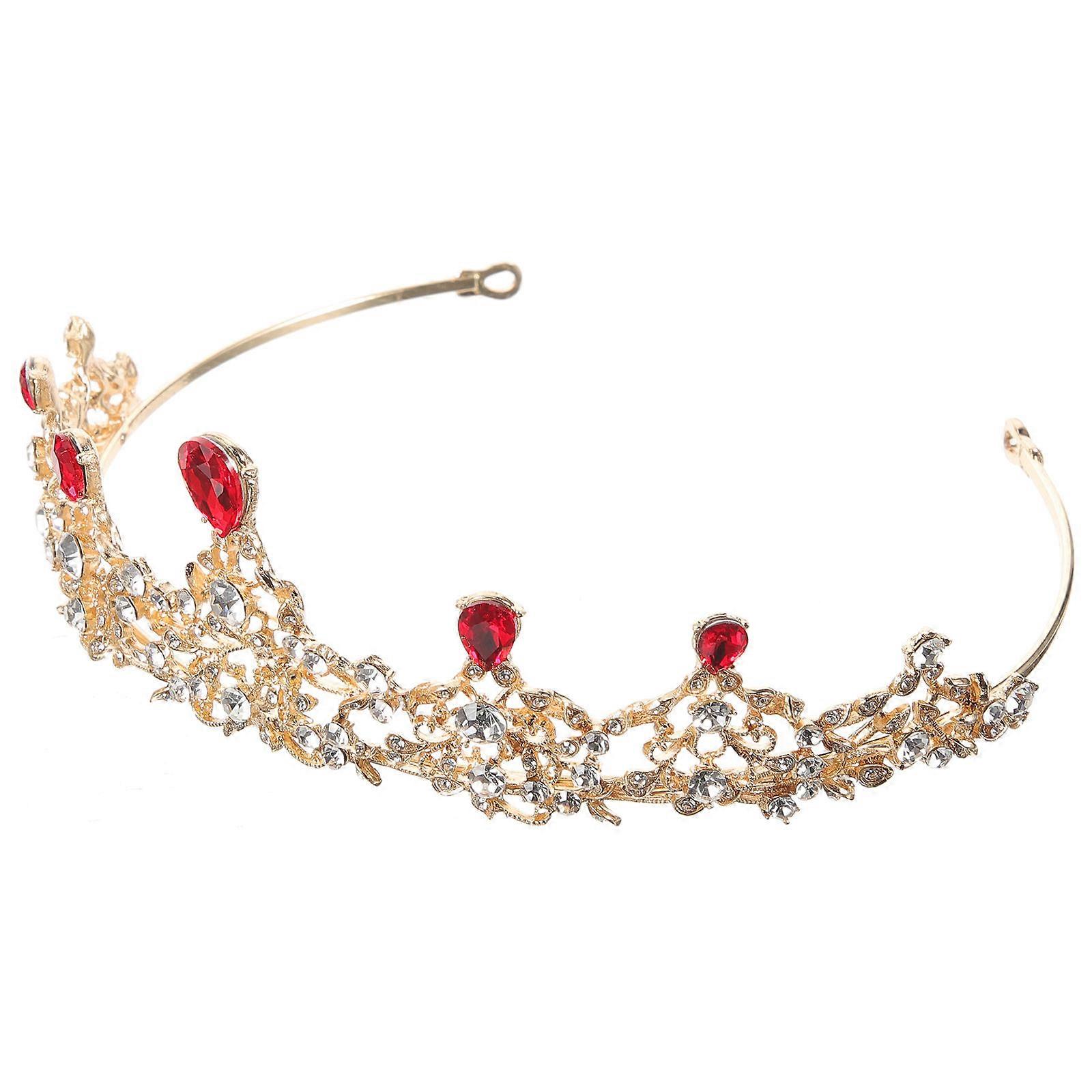 Baroque Style Elegant Wedding Headdress for Women with Red Gemstone Accent, Unique Design for Bridal, Party and Photography Use